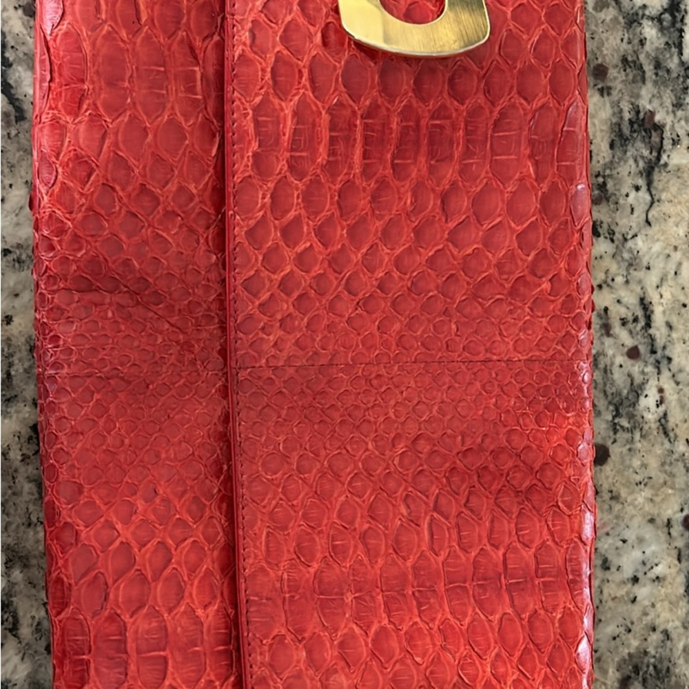 Michael Kors Python Large Hinge Clutch. Authentic… - image 4